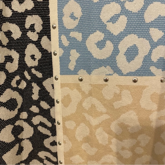 MING WANG Colorblock Studded Cheetah Print Knit Dress - Size S - Picture 5 of 13